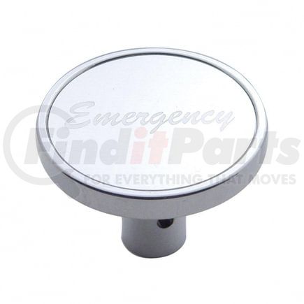 23285 by UNITED PACIFIC - Air Brake Valve Control Knob - "Emergency" Short, Silver Aluminum Sticker
