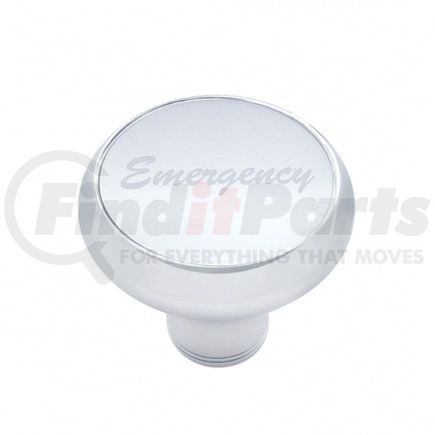 23435 by UNITED PACIFIC - Air Brake Valve Control Knob - "Emergency" Deluxe, Silver Aluminum Sticker