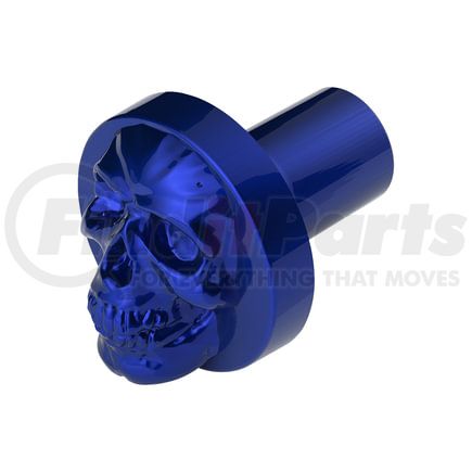 23922 by UNITED PACIFIC - Air Brake Valve Control Knob - Zinc Alloy, Skull Design, Screw-On, Indigo Blue
