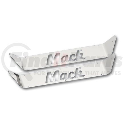 29124 by UNITED PACIFIC - Side Sill Scuff Plate - Exterior, Upper, Stainless Steel, with Laser Cut "Mack" Logo