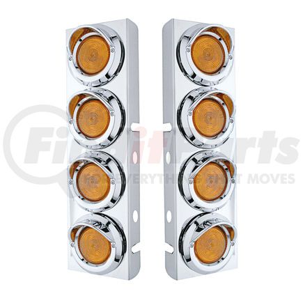 30771 by UNITED PACIFIC - Air Cleaner Light Box Panel - Stainless Steel, 8 Cutouts, 2" Incadescent Flat Light, with Visor