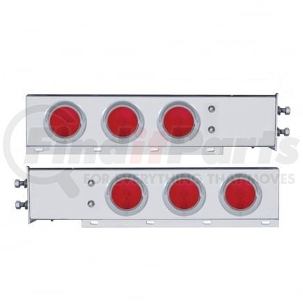 31009 by UNITED PACIFIC - Light Bar - Rear, Spring Loaded, with 2.5" Bolt Pattern, Incandescent, Stop/Turn/Tail Light, Red Lens, Chrome Steel Housing, with Chrome Plastic Light Bezels and Visors