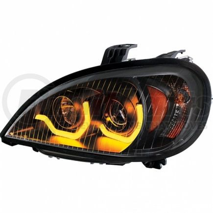 31224 by UNITED PACIFIC - Headlight Assembly - Driver Side (LH), Black, Projection, with Dual Function Light Bar