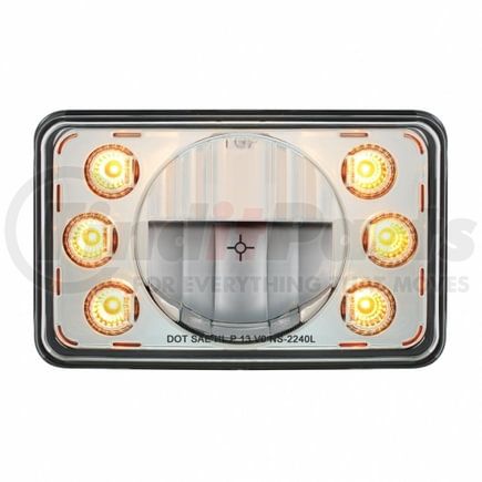 31237 by UNITED PACIFIC - ULTRALIT LED 4" x 6" Low Beam Rectangular Headlight with Dual Function 6 Amber LED Position Lights