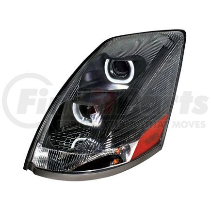 31268 by UNITED PACIFIC - Blackout Projection Headlight with White LED Light Bar for 2003-2017 Volvo VN/VNL - Driver Side