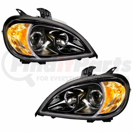 31326 by UNITED PACIFIC - Projection Headlight Assembly - RH and LH, Black Housing, High/Low Beam, with Signal Light