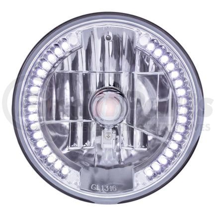 31379 by UNITED PACIFIC - 7" Round Crystal Halogen Headlight with 34 White LED Position Light