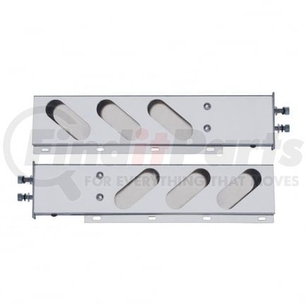 31620 by UNITED PACIFIC - Light Bar Bracket - 2.5" Bolt Pattern, Chrome Spring Loaded Light Bar, with 6 Oval Light Cut-Outs