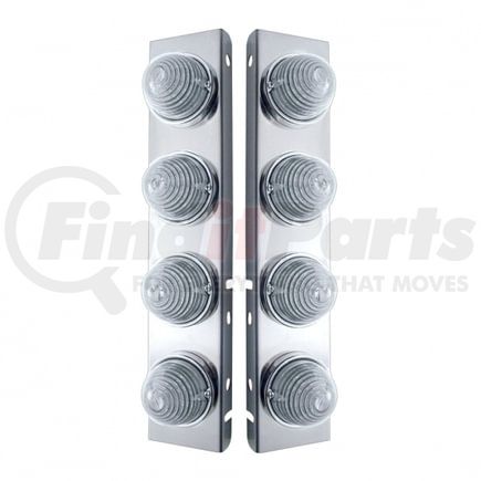 31977 by UNITED PACIFIC - Air Cleaner Light Box Panel - Stainless Steel, 8 Cutouts, Amber LED, Clear Lens, Beehive Light, with Bezel