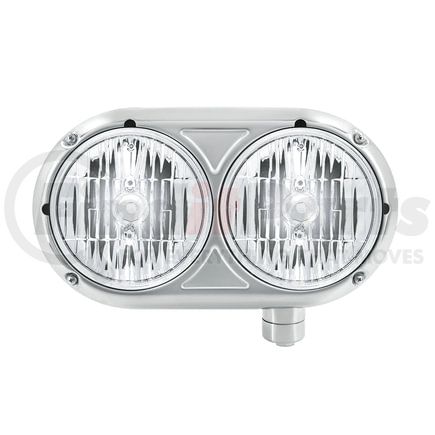 32186 by UNITED PACIFIC - Headlight Assembly - Passenger Side (RH), Dual Round Style, Clear Lens, Halogen