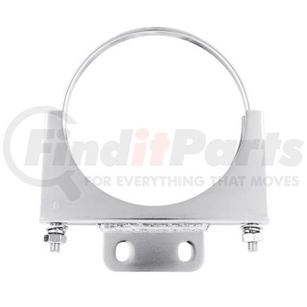 10292 by UNITED PACIFIC - Exhaust Clamp - 6", Chrome Finish, with 1-1/2" x 3-3/8" Plate, for Peterbilt Cab
