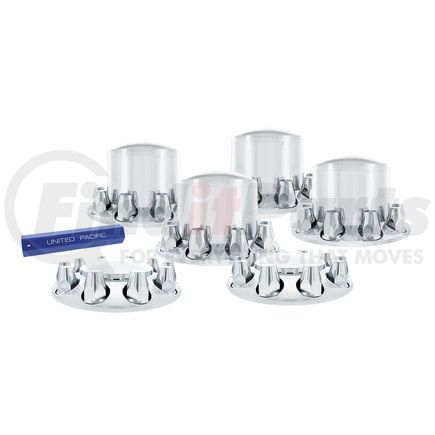10305 by UNITED PACIFIC - Axle Hub Cover Kit - Chrome Dome, 33mm Thread-On Nut Covers & Tool, Front & Rear Wheels