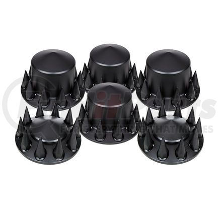 10355 by UNITED PACIFIC - Axle Hub Cover Kit - Matte Black Dome, 33mm Spike Nut Covers & Tool, Front & Rear
