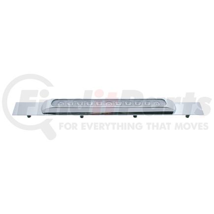 10394 by UNITED PACIFIC - Mud Flap Hanger - Mud Flap Plate, Top, Chrome, with 11 LED 17" Light Bar & Bezel, Red LED/Clear Lens