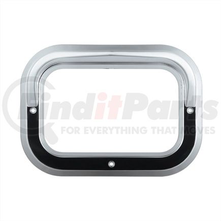 10485 by UNITED PACIFIC - Light Bezel - Chrome, Plastic, 3-Screw, Rectangular, Grommet Cover, with Visor