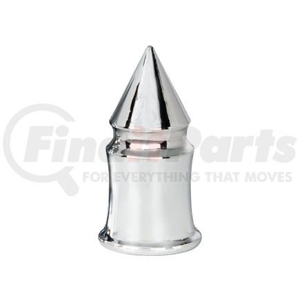 10554B by UNITED PACIFIC - Wheel Lug Nut Cover - 33mm x 4 3/8", Chrome, Plastic, V- Spike, Push-On