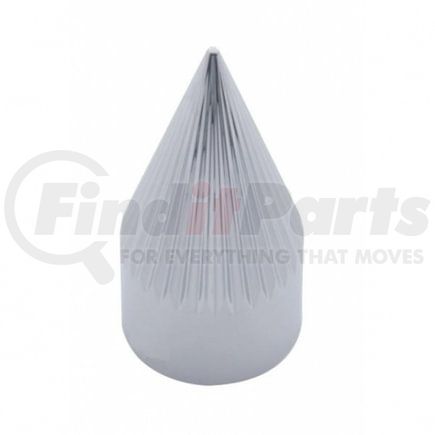 10726B by UNITED PACIFIC - Wheel Lug Nut Cover - 1.5" x 4 3/8", Chrome, Plastic, Razor, Push-On