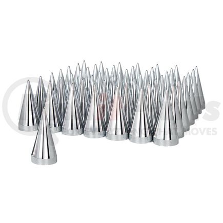 10780CB by UNITED PACIFIC - Wheel Lug Nut Cover Set - 60-Pack, 33mm x 4-1/2" Chrome, Plastic, X Spike, Thread-On