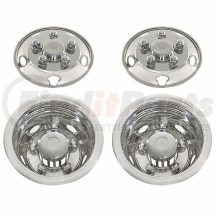 20102 by UNITED PACIFIC - Wheel Cover Set - Front and Rear, Stainless Steel, for 16" Wheel
