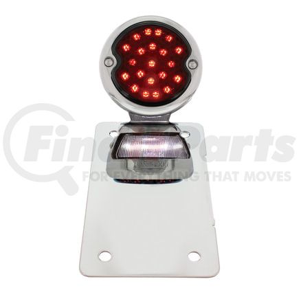 20220 by UNITED PACIFIC - License Plate Bracket - Chrome, Vertical, Side Mount, with 1933-1936 Ford Style LED Tail Light