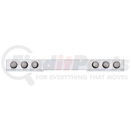 20237 by UNITED PACIFIC - Light Bar Bracket - Stainless, 1 Piece Rear Light Bar, with Six 4" Light Cut-Outs