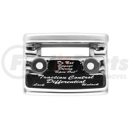21046 by UNITED PACIFIC - Dash Switch Cover - "Traction Control Differential" Switch Guard, with Black Sticker, for Freightliner and International