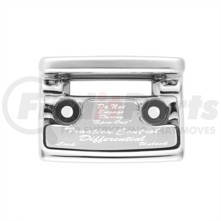 21049 by UNITED PACIFIC - Dash Switch Cover - "Traction Control Differential" Switch Guard, with Silver Sticker, for Freightliner and International