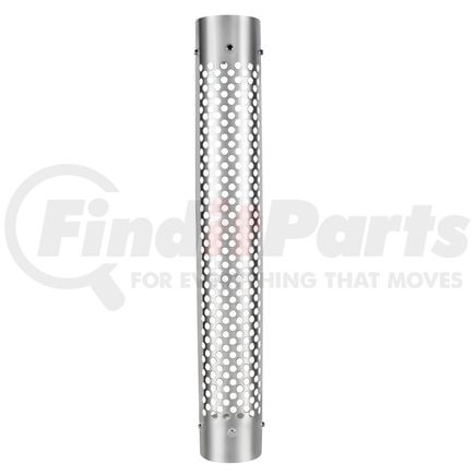 21233 by UNITED PACIFIC - Exhaust Muffler Shield - 48" L x 5" OD, Stainless Steel, 180-deg, with Round Slot