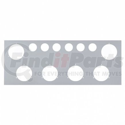 21474 by UNITED PACIFIC - Tail Light Panel - Stainless Steel, Rear Center, with 6 x 4" & 6 x 2" Light Cutouts