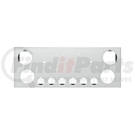 21493 by UNITED PACIFIC - Tail Light Panel - Stainless Steel, Rear Center, with 4 x 4" & 6 x 2" Light Cutouts