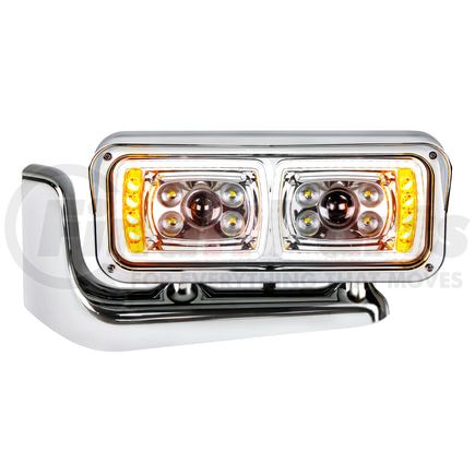 35775 by UNITED PACIFIC - 10 High Power LED Chrome Projection Headlight with Mounting Arm - Driver Side