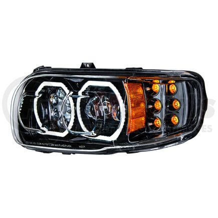 35786 by UNITED PACIFIC - Headlight Assembly - Driver Side (LH), Black Housing, LED, with Halo