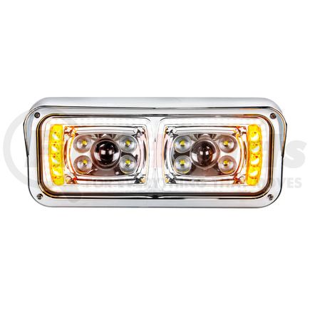 35824 by UNITED PACIFIC - 10 High Power LED Chrome Projection Headlight with Turn Signal/Position Light Bar - Passenger Side
