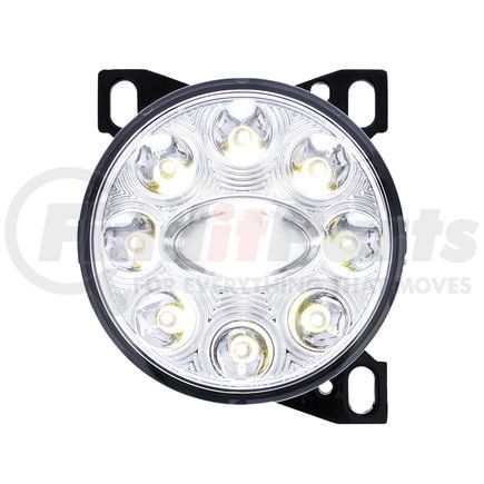 35855 by UNITED PACIFIC - Projector Fog Light - Chrome, with LED Position Lights & Aluminum Housing