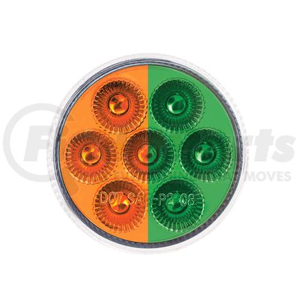 35938 by UNITED PACIFIC - 7-LED 2" Round Double Fury Clearance/Marker Light, Amber and Green LED, Clear Lens