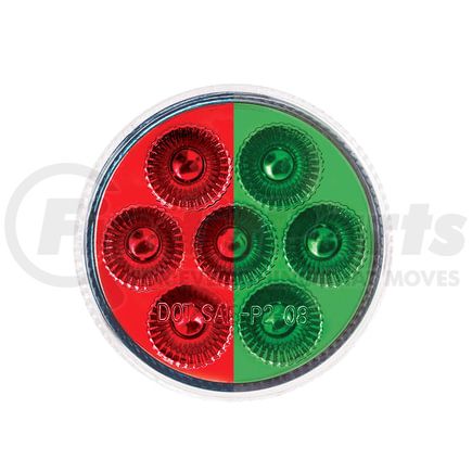 35943 by UNITED PACIFIC - 7-LED 2" Round Double Fury Clearance/Marker Light, Red and Green LED, Clear Lens