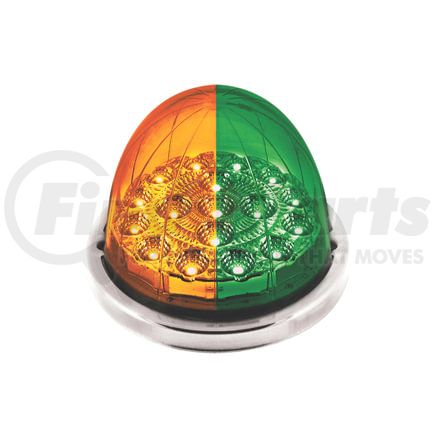35975 by UNITED PACIFIC - Marker Light - (17) Amber and Green LED, Clear Lens, Double Fury, Watermelon Style