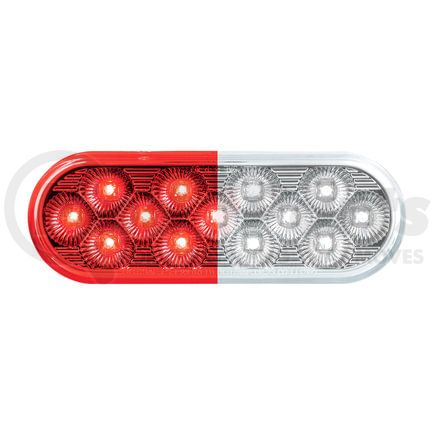 36114 by UNITED PACIFIC - Fury Light - 13 LED 6" Oval Double (Stop & Turn), Red & White LED/Clear Lens