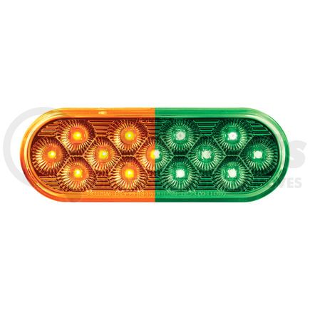 36116 by UNITED PACIFIC - 6" Oval Double Fury Turn Signal with 13 Amber and Green LED Clear Lens
