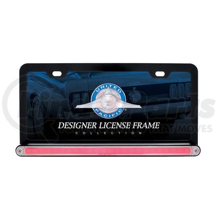 36483 by UNITED PACIFIC - License Plate Frame - Black, with 24 LED 12" "Glo" Light Bar, Red LED/Clear Lens