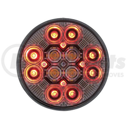 36608 by UNITED PACIFIC - Brake/Tail/Turn Signal Light - 4" Round Combo Light, with 12 LED Stop, Turn & Tail & 16 LED Back-Up, Red LED/Clear Lens