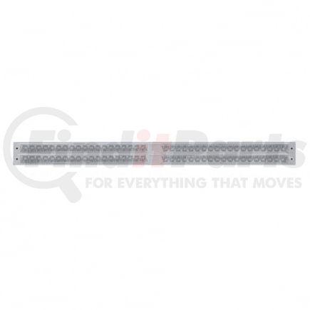 37114 by UNITED PACIFIC - Mud Flap Hanger - Mud Flap Plate, Top, Chrome, with Four 19 LED 24" Reflector Light Bars, Red LED/Clear Lens