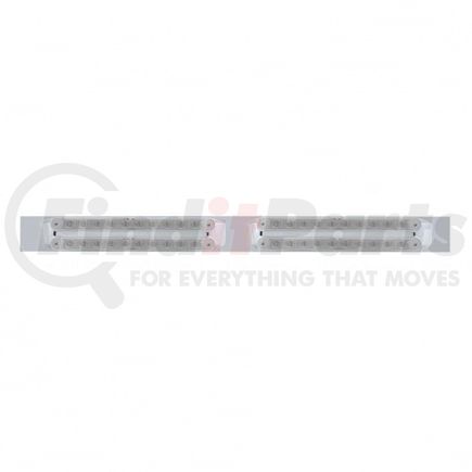 37209 by UNITED PACIFIC - Mud Flap Hanger - Mud Flap Plate, Top, Chrome, with Four 10 LED 9" Light Bars, Red LED/Clear Lens