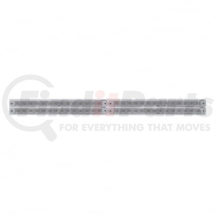 37223 by UNITED PACIFIC - Mud Flap Hanger - Mud Flap Plate, Top, Chrome, with Four 14 LED 12" Light Bars, Red LED/Clear Lens