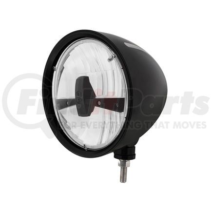 32676 by UNITED PACIFIC - Headlight - Billet Style, Groove, 5 LED, RH/LH, 7", Round, Powdercoated Black Housing, with Black Accent Center Bar