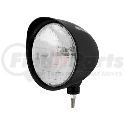 32678 by UNITED PACIFIC - Headlight - Billet Style, Groove, RH/LH, 7", Round, Powdercoated Black Housing, H6024 Bulb, with Visor