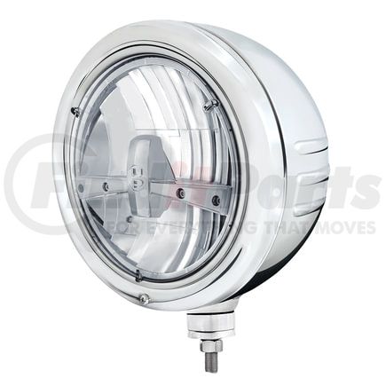 32762 by UNITED PACIFIC - Classic Embossed Stripe 5 LED Headlight - LH or RH, 7 in. Round, Polished Housing, Bullet Style Bezel