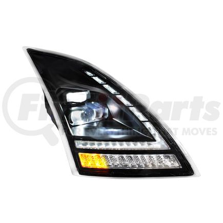 32939 by UNITED PACIFIC - Blackout Full LED Headlight with Switchable Sequential Turn Signal for 2018-2024 Volvo VNL - Passenger Side