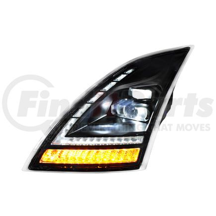 32942 by UNITED PACIFIC - Blackout Full LED Headlight with LED Turn Signal / DRL for 2018-2024 Volvo VNL - Driver Side