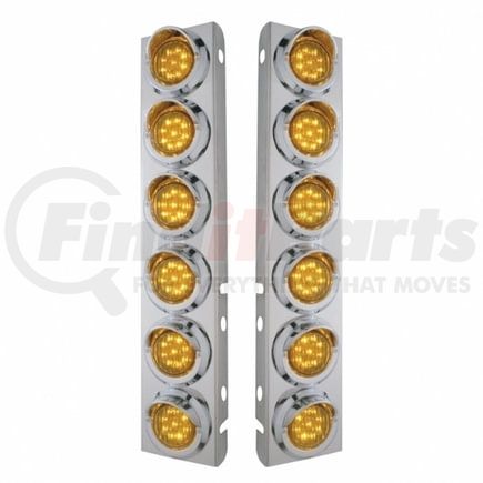 33608 by UNITED PACIFIC - Air Cleaner Light Box Panel - Stainless Steel, with 12 Amber LED/Lens and Visor